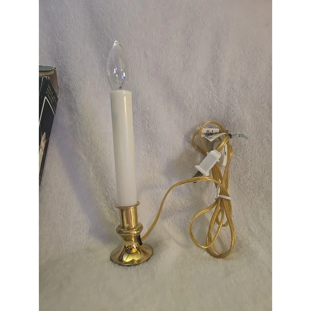 Christmas Solid Brass Electric Candle Lamp Light 8.5